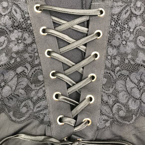 FREE PEOPLE x HAH Reversible Dress XS LaceUp Cottage Regencycore Witchy Goth NWT - Picture 10 of 12